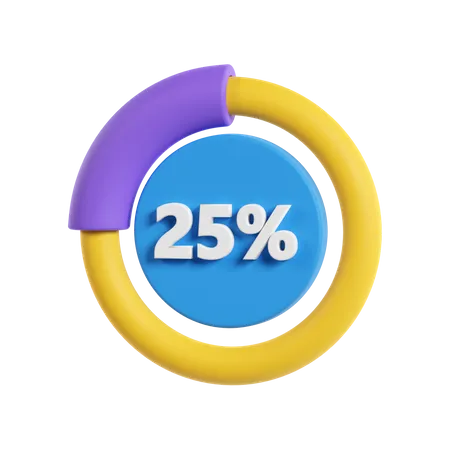 25 Percentage Progress  3D Icon