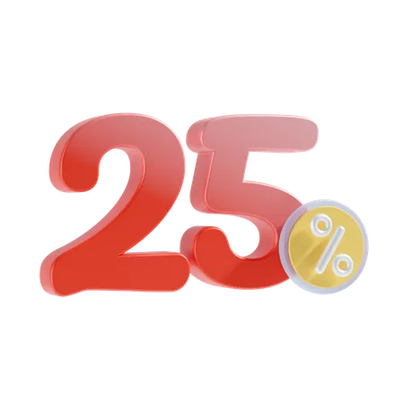 25 por ciento  3D Icon