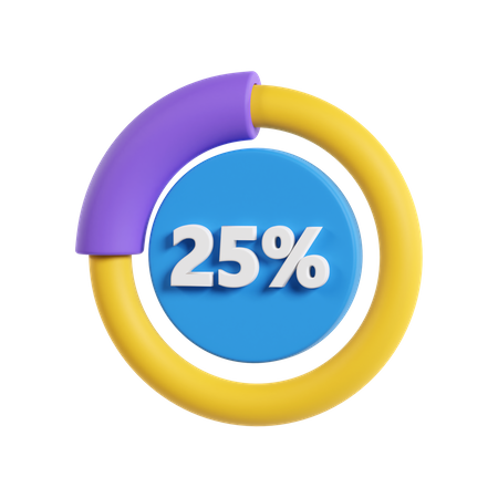 25 Prozent Fortschritt  3D Icon