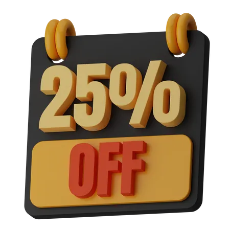 25 Prozent Rabatt  3D Icon