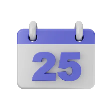 Kalender mit 25 Terminen  3D Icon