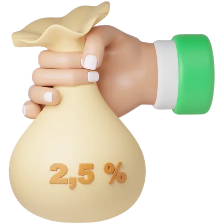 2,5 % Zakat  3D Icon