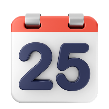 25th Calendar  3D Icon