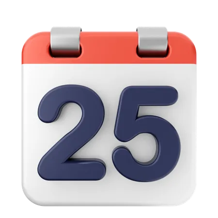 25th Calendar  3D Icon