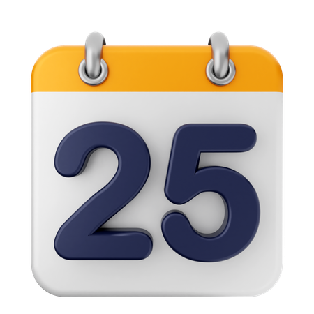 25th Calendar  3D Icon