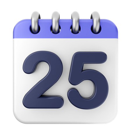 25th Calendar  3D Icon