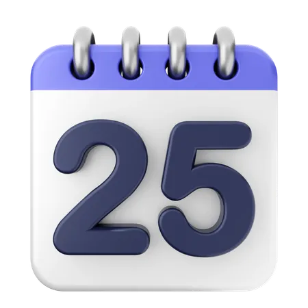 25th Calendar  3D Icon