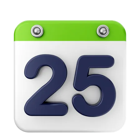 25th Calendar  3D Icon