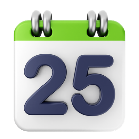 25th Calendar  3D Icon