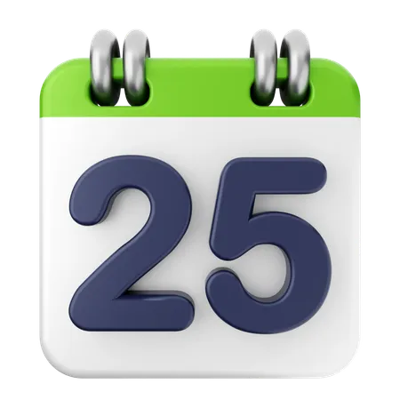 25th Calendar  3D Icon