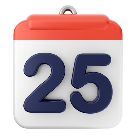 25th Calendar  3D Icon