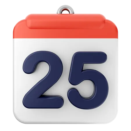 25th Calendar  3D Icon