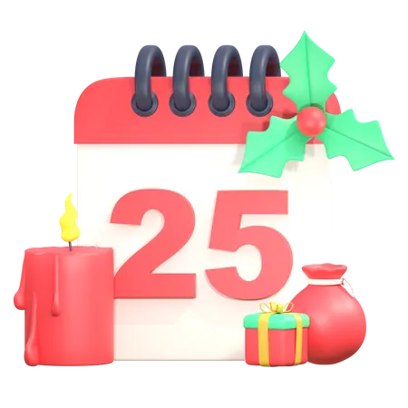 Christmas Calendar Holiday Date 3 D Icon Illustration 3D Icon