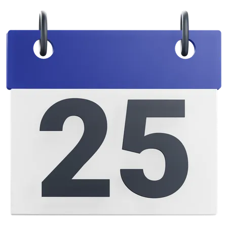 3 D 25th Twenty Five Day Of Month Calendar Illustration 3D Icon