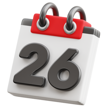 달력 날짜 26  3D Icon