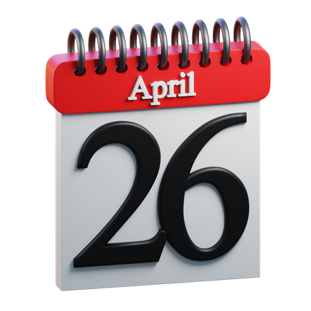 26 April Calendar  3D Icon
