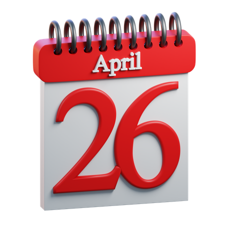 26 April Calendar  3D Icon