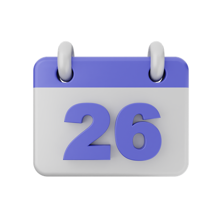 Calendário de 26 datas  3D Icon