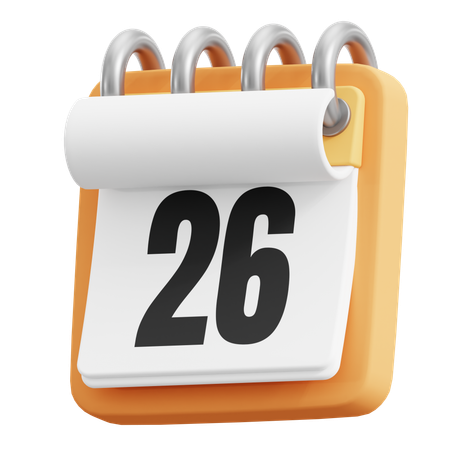 26 Date  3D Icon