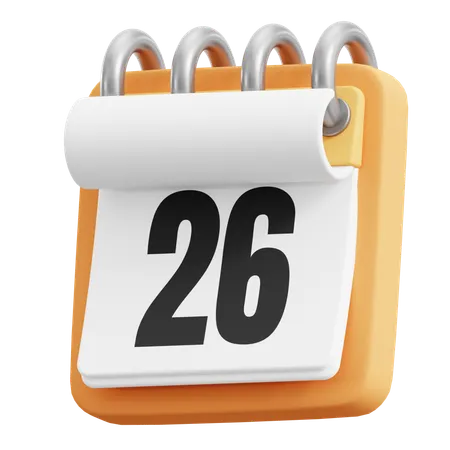 26 Date  3D Icon