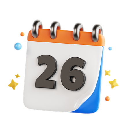 26 Date  3D Icon