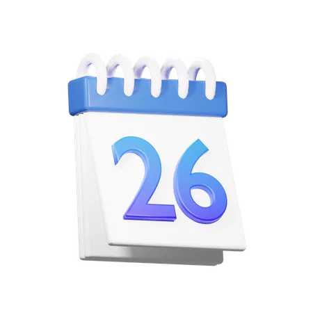 26 Date  3D Icon