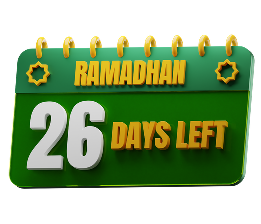 26 Days Left to Ramadan  3D Icon