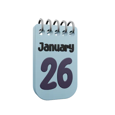 Calendario 26 de enero  3D Icon