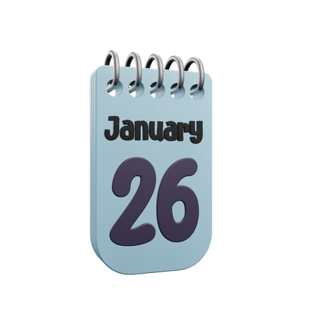 26 January Calender  3D Icon