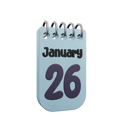 26 January Calender  3D Icon