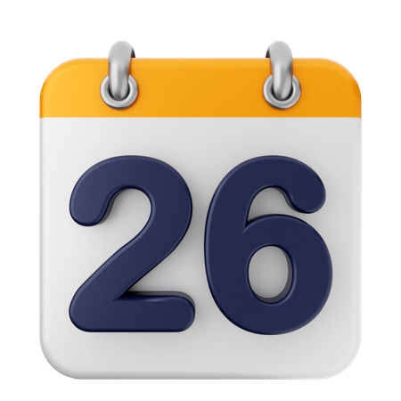 26일 달력  3D Icon