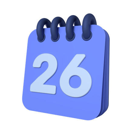 26th Calendar  3D Icon