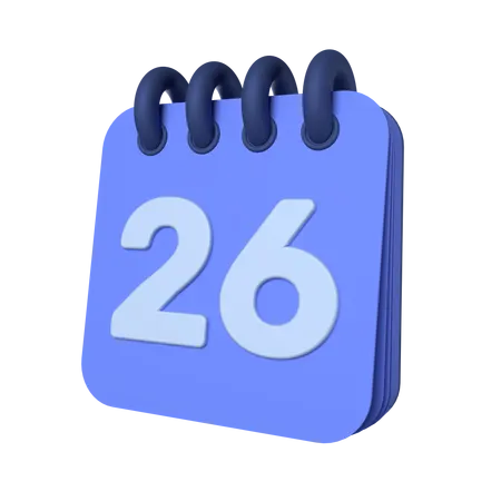 26th Calendar  3D Icon