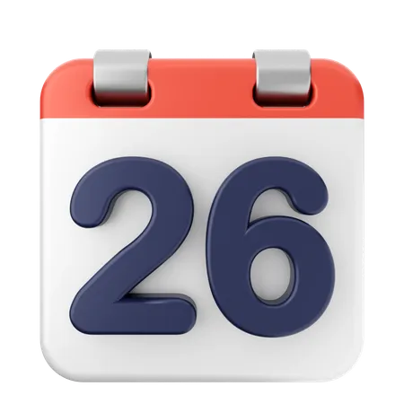 26th Calendar  3D Icon