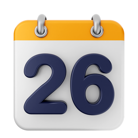 26th Calendar  3D Icon