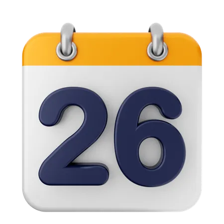 26th Calendar  3D Icon