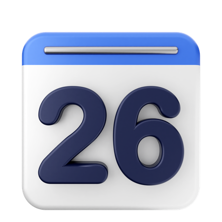 26th Calendar  3D Icon