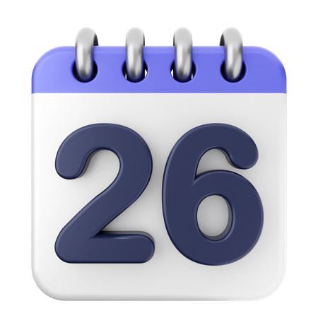 26th Calendar  3D Icon