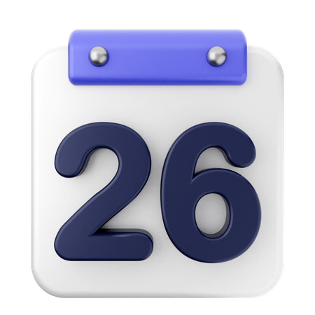 26th Calendar  3D Icon