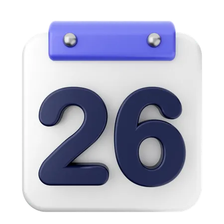 26th Calendar  3D Icon