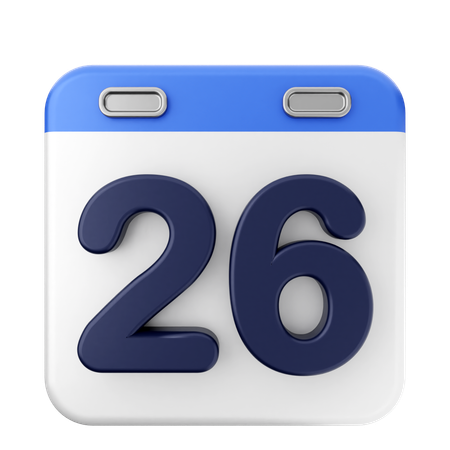 26th Calendar  3D Icon