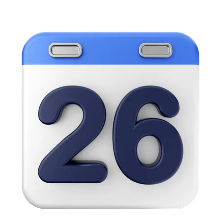 26th Calendar  3D Icon