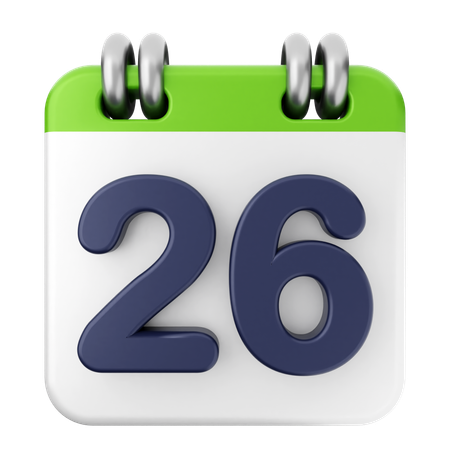 26th Calendar  3D Icon