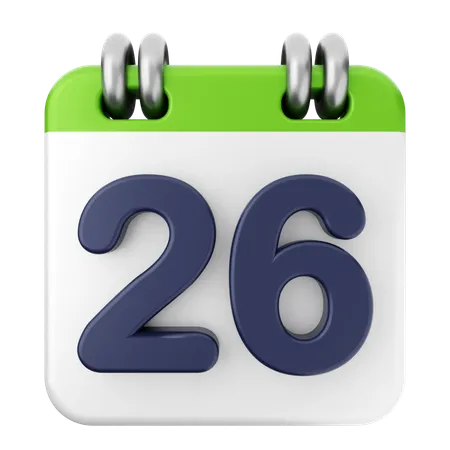 26th Calendar  3D Icon