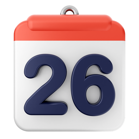 26th Calendar  3D Icon