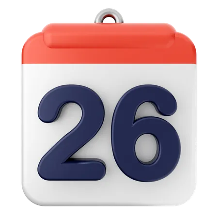 26th Calendar  3D Icon