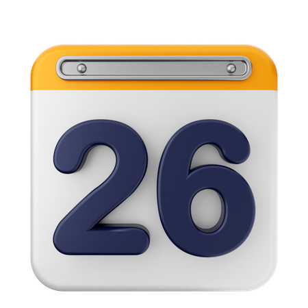 26th Calendar  3D Icon