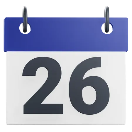 3 D 26th Twenty Six Day Of Month Calendar Illustration 3D Icon