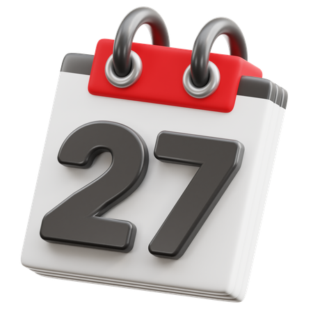 달력 날짜 27  3D Icon
