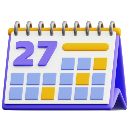 달력 날짜 27  3D Icon